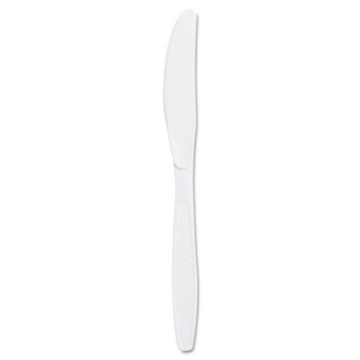 Picture of guildware extra heavyweight plastic cutlery, knives, white, 100/box