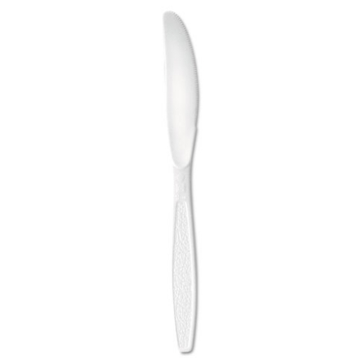 Picture of Guildware Extra Heavyweight Plastic Cutlery, Knives, White, Bulk, 1,000/Carton