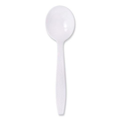 Picture of Guildware Extra Heavyweight Plastic Cutlery, Soup Spoons, White, 1,000/Carton