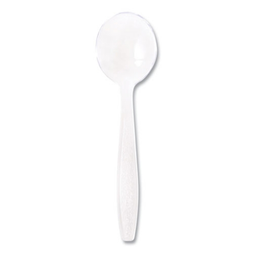 Picture of Guildware Extra Heavyweight Plastic Cutlery, Soup Spoons, Clear, 1,000/Carton