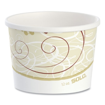 Picture of Double Poly Paper Food Containers, 12 oz, 3.6 Diameter x 3.3 h, Symphony Design, 25/Pack, 20 Packs/Carton