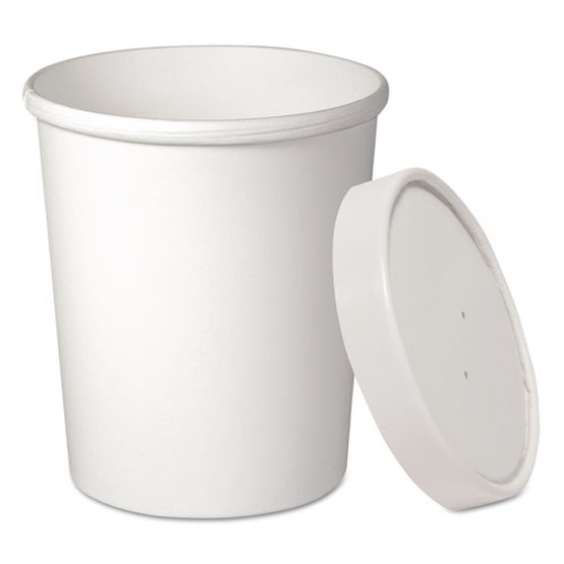 Picture of Flexstyle Double Poly Food Combo Packs, 32 oz, White, Paper, 25 Cups and 25 Lids/Pack, 10 Packs/Carton