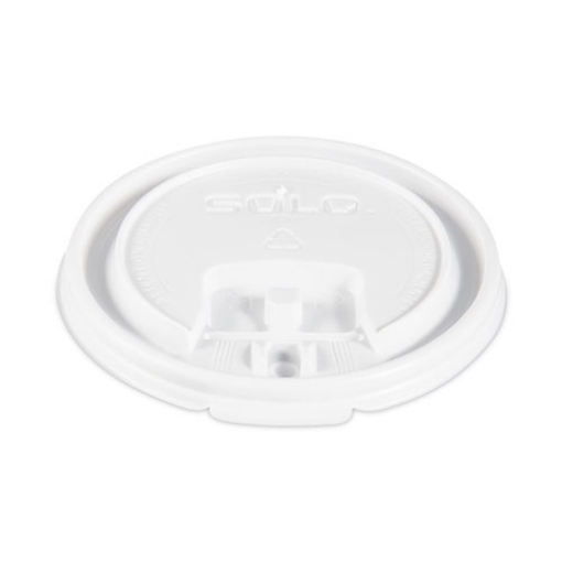 Picture of Lift Back and Lock Tab Lids for Paper Cups, Fits 8 oz Cups, White, 100/Sleeve, 10 Sleeves/Carton