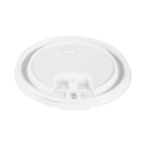 Picture of lift back and lock tab lids for paper cups, fits 10 oz to 24 oz cups, white, 100/sleeve, 10 sleeves/carton