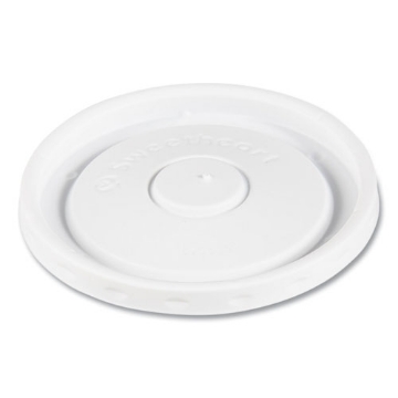 Picture of Polystyrene Food Container Lids, White, Plastic, 100/Bag, 24 Bags/Carton
