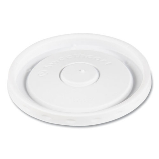 Picture of Polystyrene Food Container Lids, White, Plastic, 100/Bag, 24 Bags/Carton