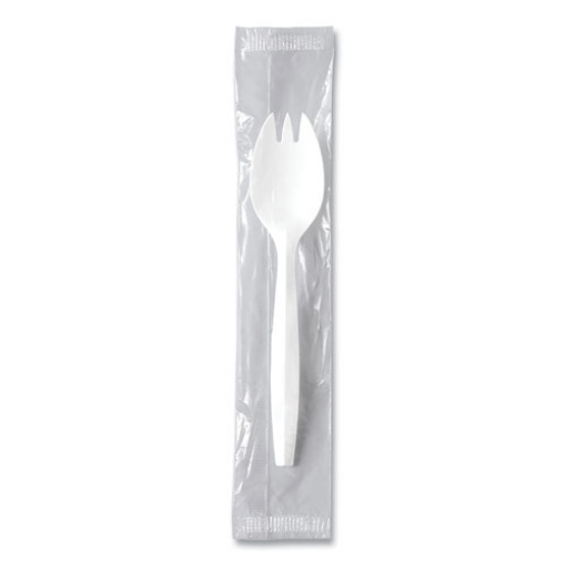 Picture of Regal Mediumweight Cutlery, Individually Wrapped, Spork, White, 1,000/Carton