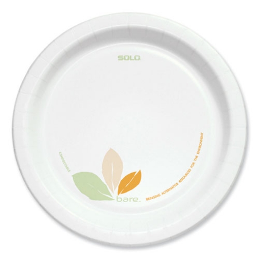 Picture of Bare Eco-Forward Clay-Coated Paper Dinnerware, ProPlanet Seal, Plate, 8.5" dia, Green/Tan, 125/Pack, 4 Packs/Carton