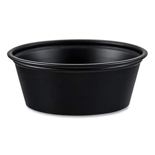 Picture of Portion Containers, Polystyrene, 1.5 oz, Black, 250/Bag, 10 Bags/Carton