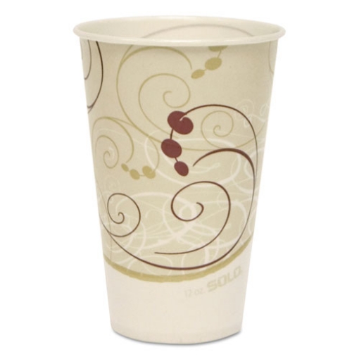 Picture of Symphony Treated-Paper Cold Cups, ProPlanet Seal, 12 oz, White/Beige/Red, 100/Bag, 20 Bags/Carton