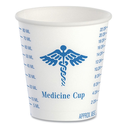 Picture of Paper Medical and Dental Graduated Cups, ProPlanet Seal, 3 oz, White/Blue, 100/Bag, 50 Bags/Carton