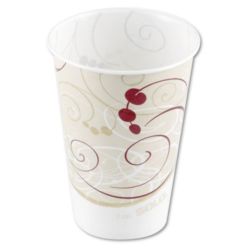 Picture of Symphony Design Wax-Coated Paper Cold Cups, ProPlanet Seal, 7 oz, Beige/White, 100/Sleeve, 20 Sleeves/Carton