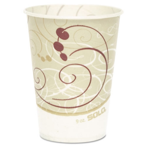 Picture of Symphony Design Wax-Coated Paper Cold Cups, ProPlanet Seal,  9 oz, Beige/White, 100/Sleeve, 20 Sleeves/Carton