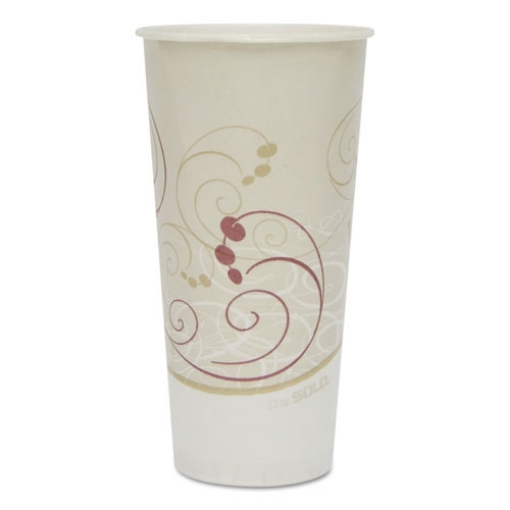 Picture of Symphony Treated-Paper Cold Cups, ProPlanet Seal, 22 oz, White/Beige/Red, 50/Bag, 20 Bags/Carton