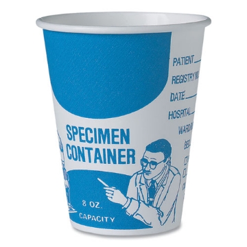 Picture of Paper Specimen Cups, 8 Oz, Blue/white, 50/sleeve, 20 Sleeves/carton