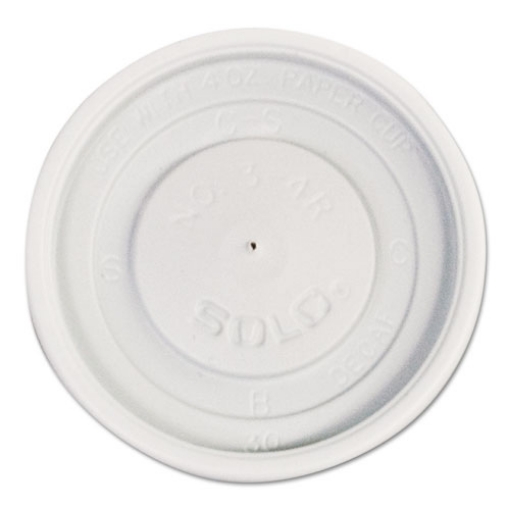 Picture of Polystyrene Vented Hot Cup Lids, Fits 4 Oz Cups, White, 100/pack, 10 Packs/carton