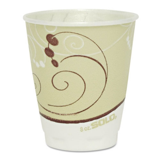 Picture of Trophy Plus Dual Temperature Insulated Cups In Symphony Design, 8 Oz, Beige, 1,000/carton