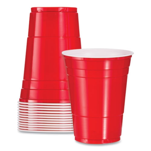 Picture of Solo Party Plastic Cold Drink Cups, 16 Oz, Red, 288/carton