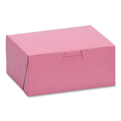 Picture of Pink One-Piece Non-Window Bakery Box, 6 x 4.5 x 2.75, Pink, Paper, 250/Carton