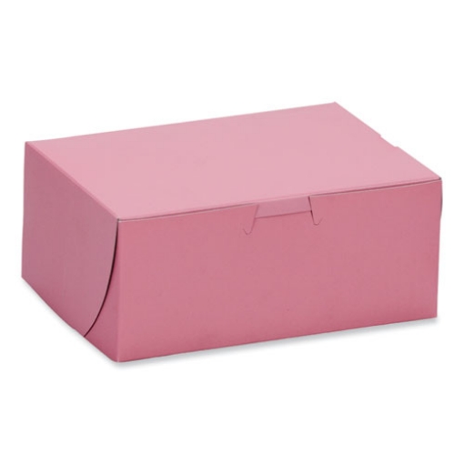 Picture of Pink One-Piece Non-Window Bakery Box, 7 x 5 x 3, Pink, Paper, 250/Carton