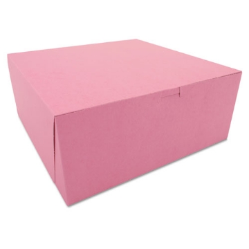 Picture of Pink One-Piece Non-Window Bakery Box, 12 x 12 x 5, Pink, Paper, 100/Carton