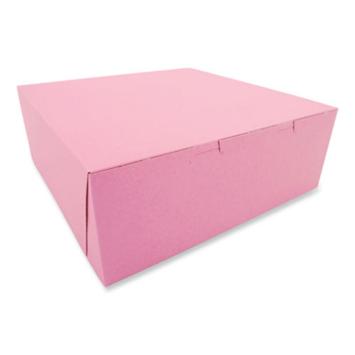 Picture of Pink One-Piece Non-Window Bakery Box, 14 x 14 x 5, Pink, Paper, 50/Carton