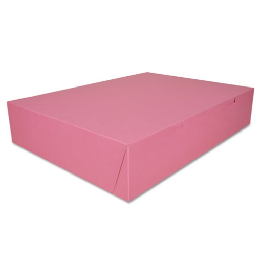 Picture of Pink One-Piece Non-Window Bakery Box, 20 x 14.5 x 4, Pink, Paper, 50/Carton