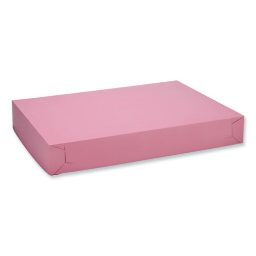 Picture of White Two-Piece Non-Window Bakery Boxes, 28 x 20 x 4, Pink, Paper, 50/Carton