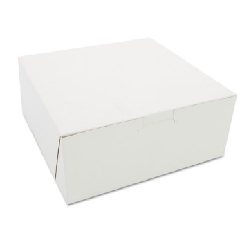 Picture of White One-Piece Non-Window Bakery Boxes, 7 x 7 x 3, White, Paper, 250/Carton