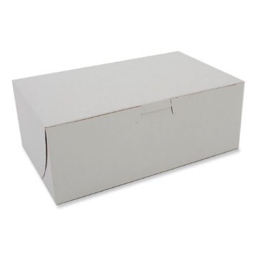 Picture of white one-piece non-window bakery boxes, 8 x 3 x 5, white, paper, 250/bundle