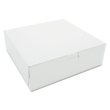 Picture of White One-Piece Non-Window Bakery Boxes, 8 x 8 x 2.5, White, Paper, 250/Carton