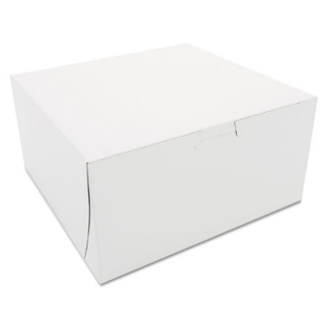 Picture of White One-Piece Non-Window Bakery Boxes, 8 x 8 x 4, White, Paper, 250/Carton