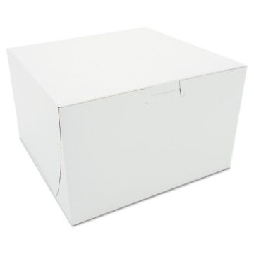 Picture of White One-Piece Non-Window Bakery Boxes, 8 x 8 x 5, White, Paper, 100/Carton