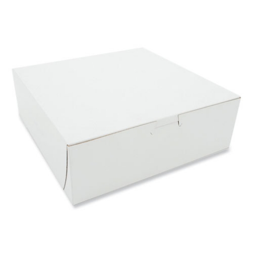 Picture of White One-Piece Non-Window Bakery Boxes, 9 x 9 x 3, White, Paper, 250/Carton