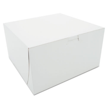 Picture of White One-Piece Non-Window Bakery Boxes, 9 x 9 x 5, White, Paper, 100/Carton