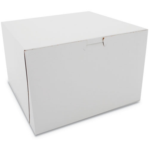 Picture of White One-Piece Non-Window Bakery Boxes, 9 x 9 x 6, White, Paper, 100/Carton