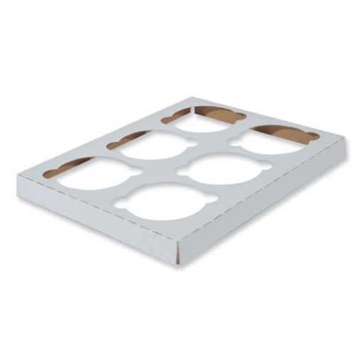 Picture of cupcake holder inserts, 6-cupcake holder, 8.87 x 6.87 x 0.75, white, paper, 200/carton