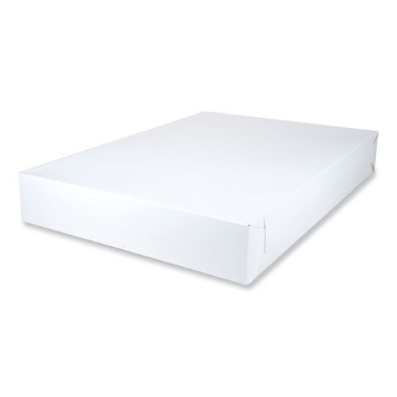 Picture of White Two-Piece Non-Window Bakery Boxes, 28 x 20 x 4, White, Paper, 50/Carton