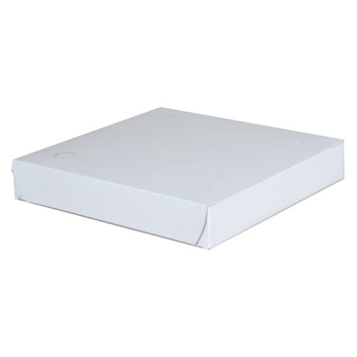 Picture of Clay-Coated Paperboard Pizza Boxes, 9 x 9 x 1.5, White, Paper, 100/Carton