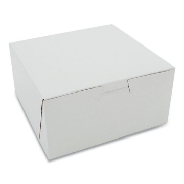 Picture of White One-Piece Non-Window Bakery Boxes, Standard, 3 x 6 x 6, White, Paper, 250/Carton