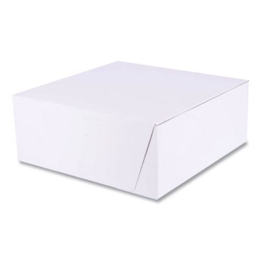 Picture of White One-Piece Non-Window Bakery Boxes, Standard, 10 x 10 x 4, White, Paper, 100/Bundle