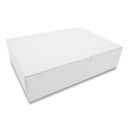 Picture of white one-piece non-window bakery boxes, 9 x 3 x 12, white, paper, 100/bundle