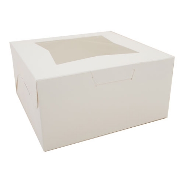 Picture of white window bakery boxes with tuck-in lid, 10 x 10 x 5, white, paper, 150/carton