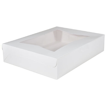 Picture of White Window Bakery Boxes with Tuck-in Lid, 19 x 14 x 6.5, White, Paper, 50/Carton