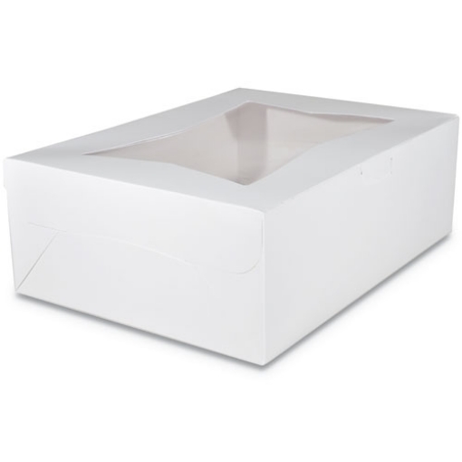 Picture of White Window Bakery Boxes with Tuck-in Lid, 19 x 14 x 6.5, White, Paper, 50/Carton