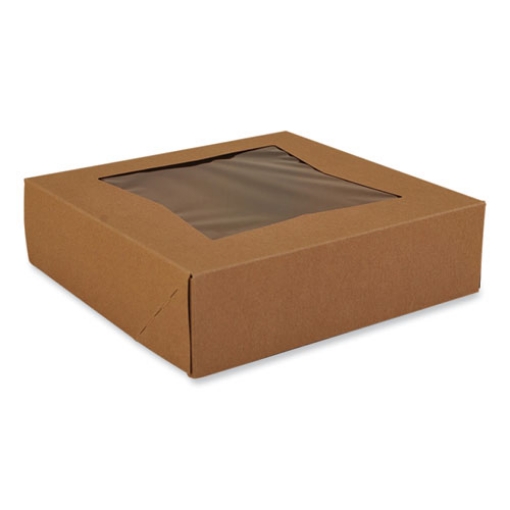 Picture of Kraft Window Bakery Boxes, 9 x 9 x 2.5, Brown, Paper, 200/Carton