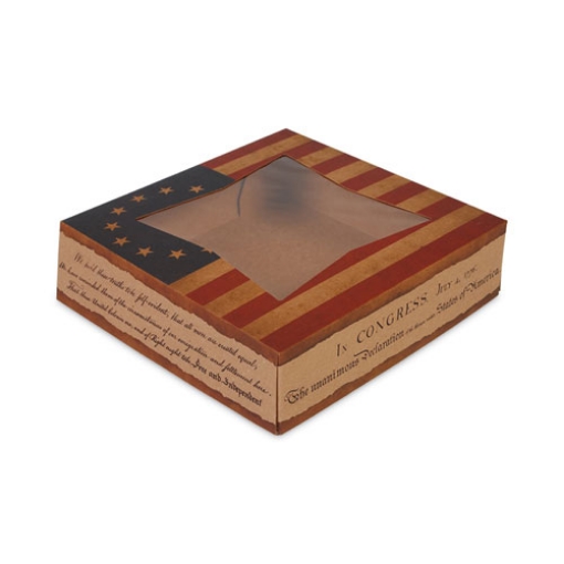 Picture of window flag design pie boxes, 8 x 8 x 2.5, white, paper, 150/carton