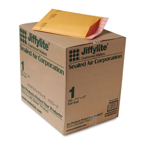 Picture of Jiffylite Self-Seal Bubble Mailer, #1, Barrier Bubble Air Cell Cushion, Self-Adhesive Closure, 7.25 x 12, Brown Kraft, 100/CT