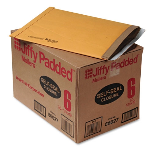 Picture of Jiffy Padded Mailer, #6, Paper Padding, Self-Adhesive Closure, 12.5 x 19, Natural Kraft, 50/Carton