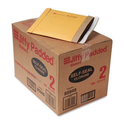 Picture of Jiffy Padded Mailer, #2, Paper Padding, Self-Adhesive Closure, 8.5 x 12, Natural Kraft, 100/Carton